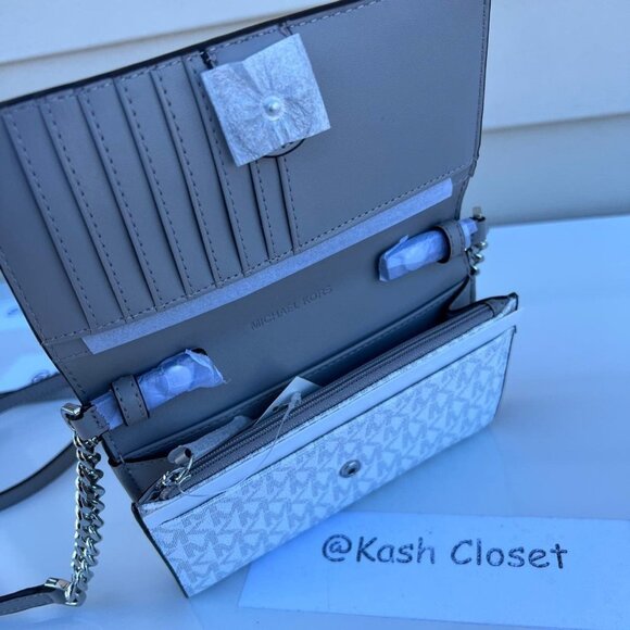 Michael Kors phone crossbody clutch purse medium jet set travel bright white - Picture 7 of 8